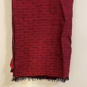 NWOT Moschino Black & Red 30 Yr Signature Logo Scarf
